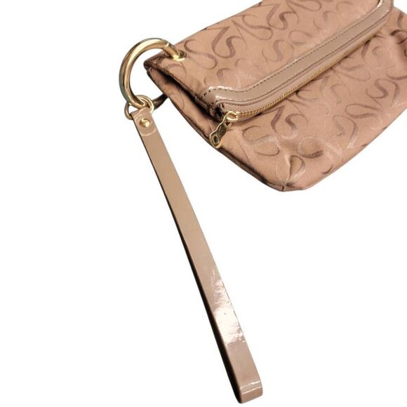 Simply Vera Wang Neutral Fold Over Zip Wallet Pouch Bag Clutch Cosmetic Wristlet - Picture 5 of 10